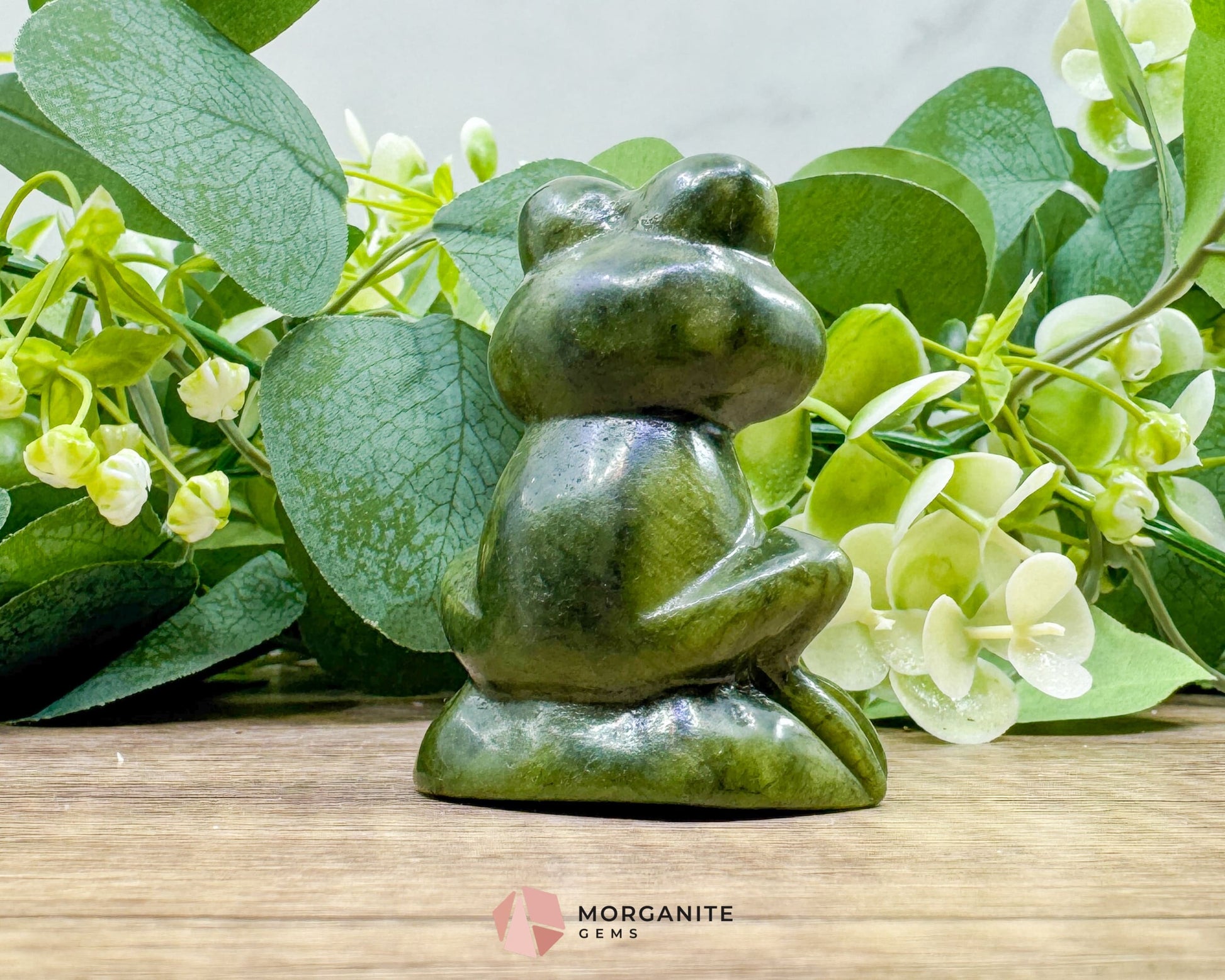 Dark Green Serpentine Frog Carving | Hand-Carved Crystal Animal for Transformation Abundance & Earth Connection