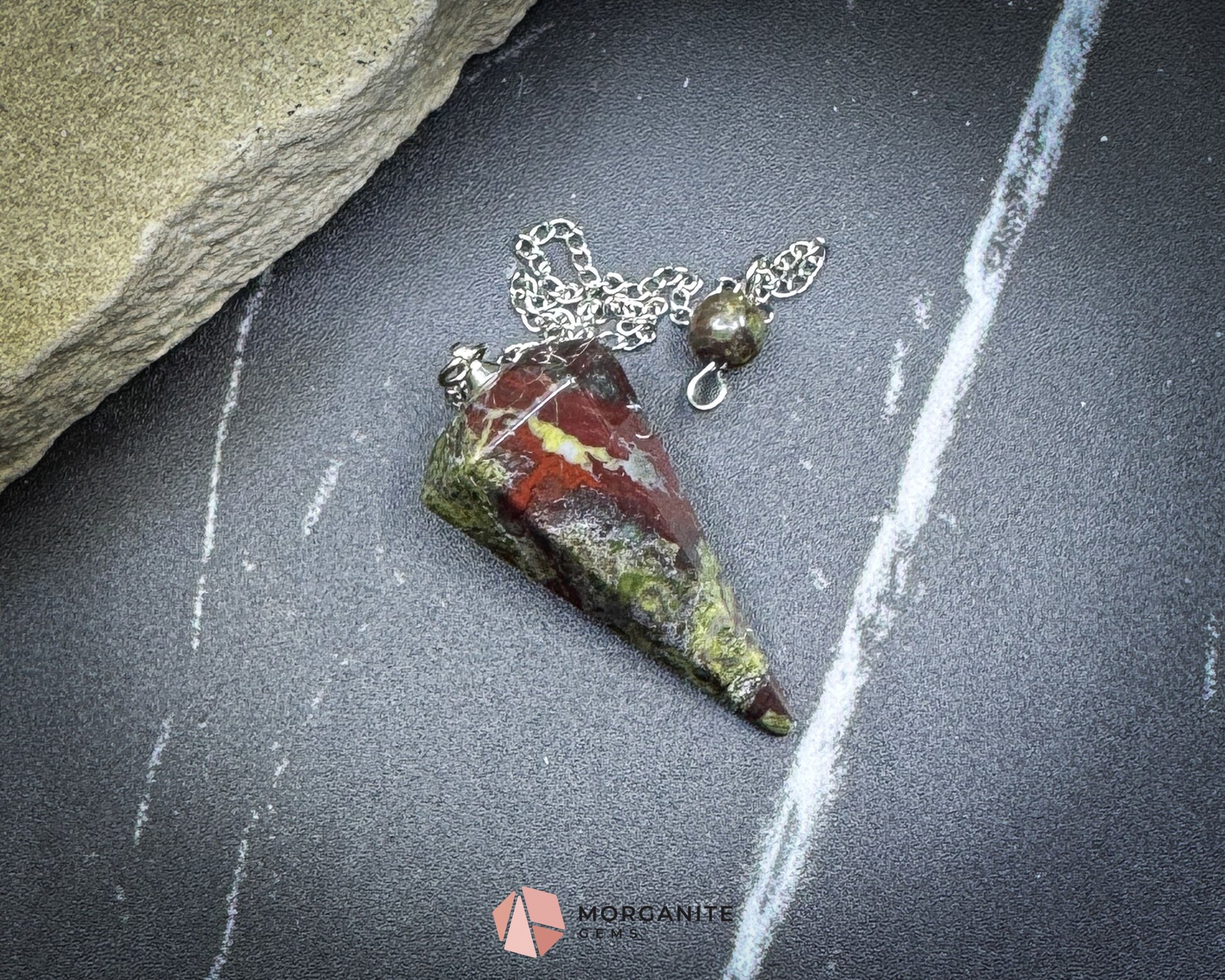 Dragon Blood Jasper Pendulum for Strength Vitality & Protection - Metaphysical Crystals