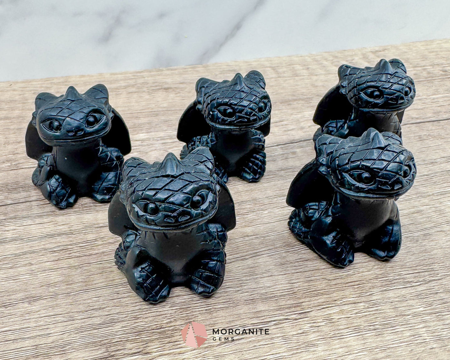 Dragon Carving Synthetic Obsidian  – A Mythical Masterpiece-Morganite Gems