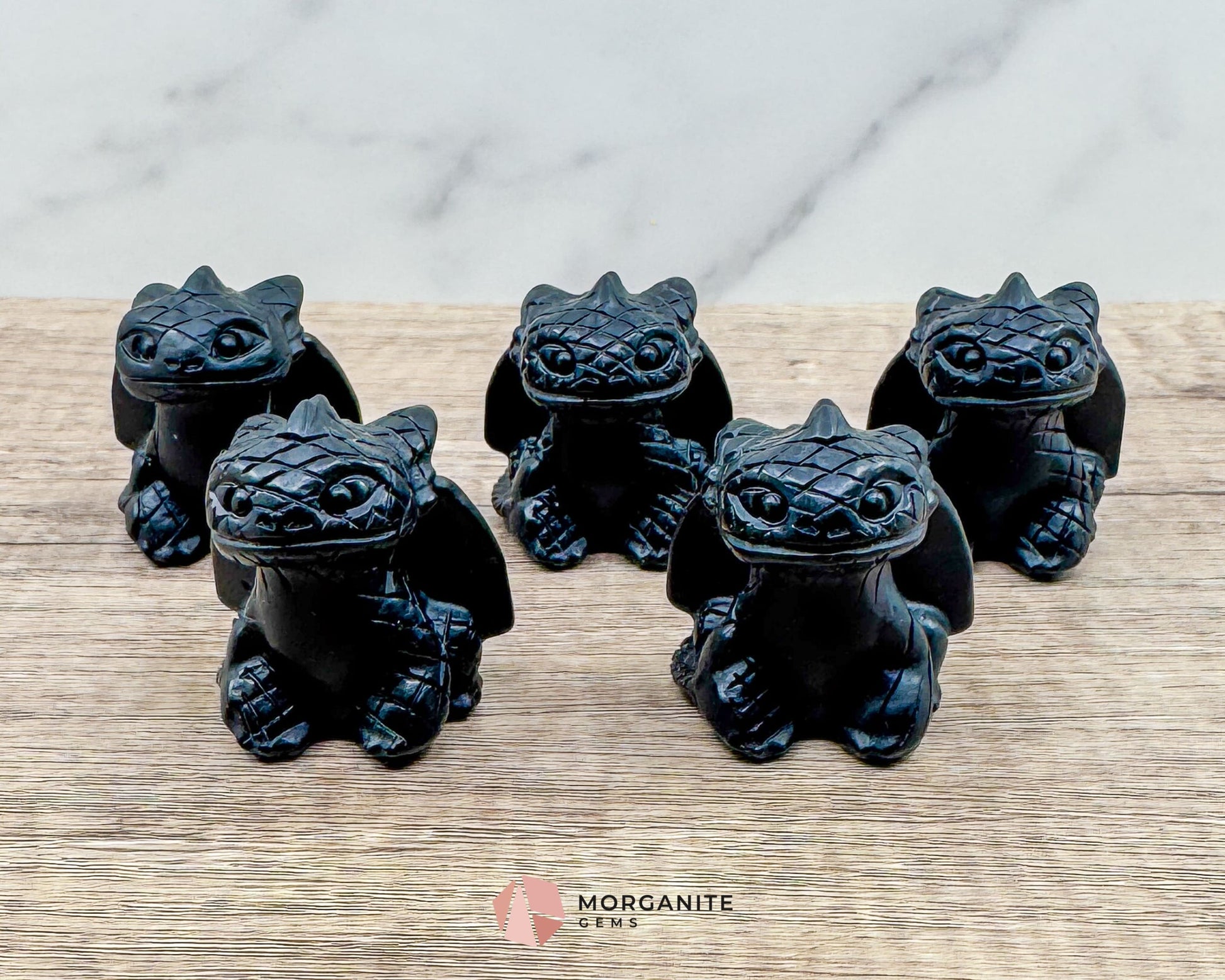 Dragon Carving Synthetic Obsidian  – A Mythical Masterpiece-Morganite Gems