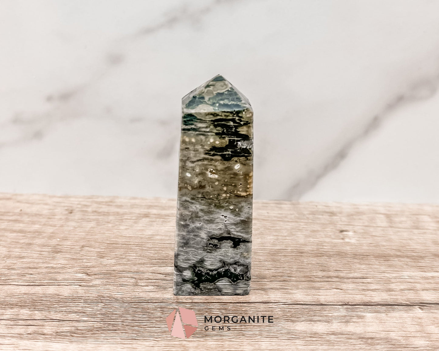 Druzy Ocean Jasper Towers – Polished Crystal Obelisk for Healing and Positive Energy-Morganite Gems