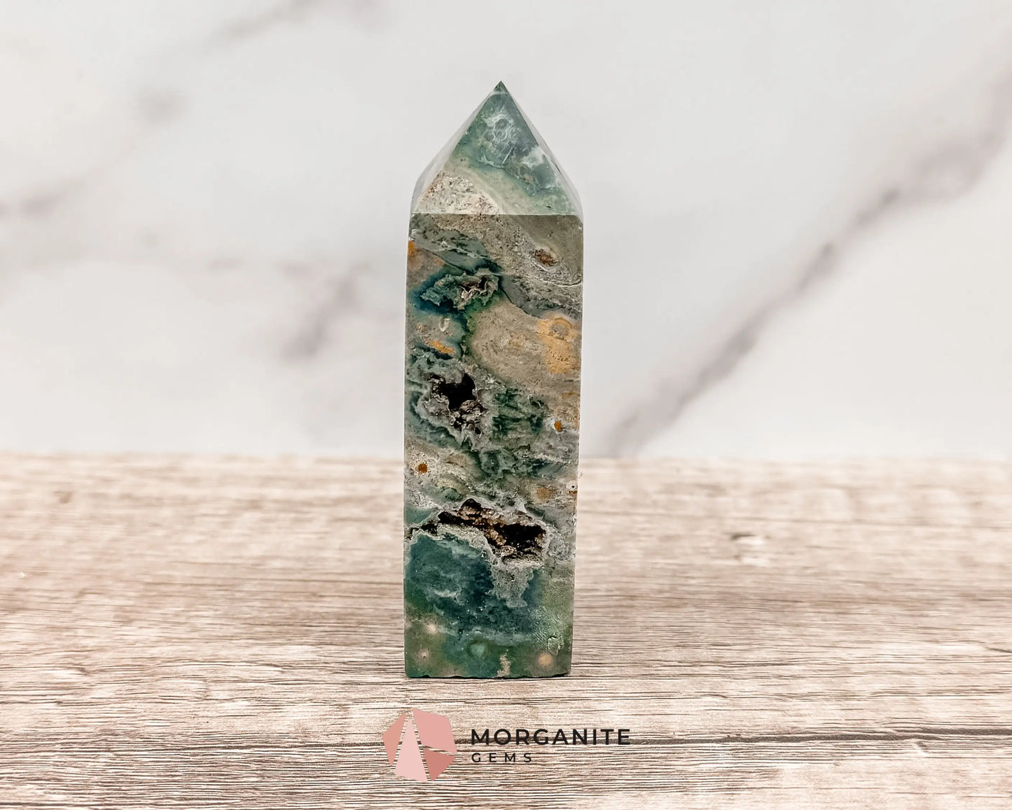 Druzy Ocean Jasper Towers – Polished Crystal Obelisk for Healing and Positive Energy-Morganite Gems