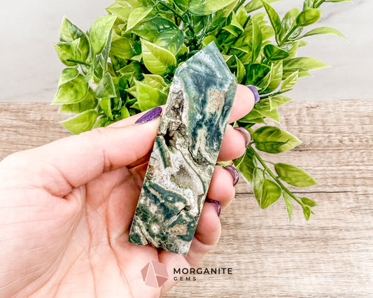 Druzy Ocean Jasper Towers – Polished Crystal Obelisk for Healing and Positive Energy-Morganite Gems