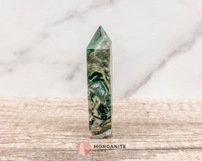 Druzy Ocean Jasper Towers – Polished Crystal Obelisk for Healing and Positive Energy-Morganite Gems