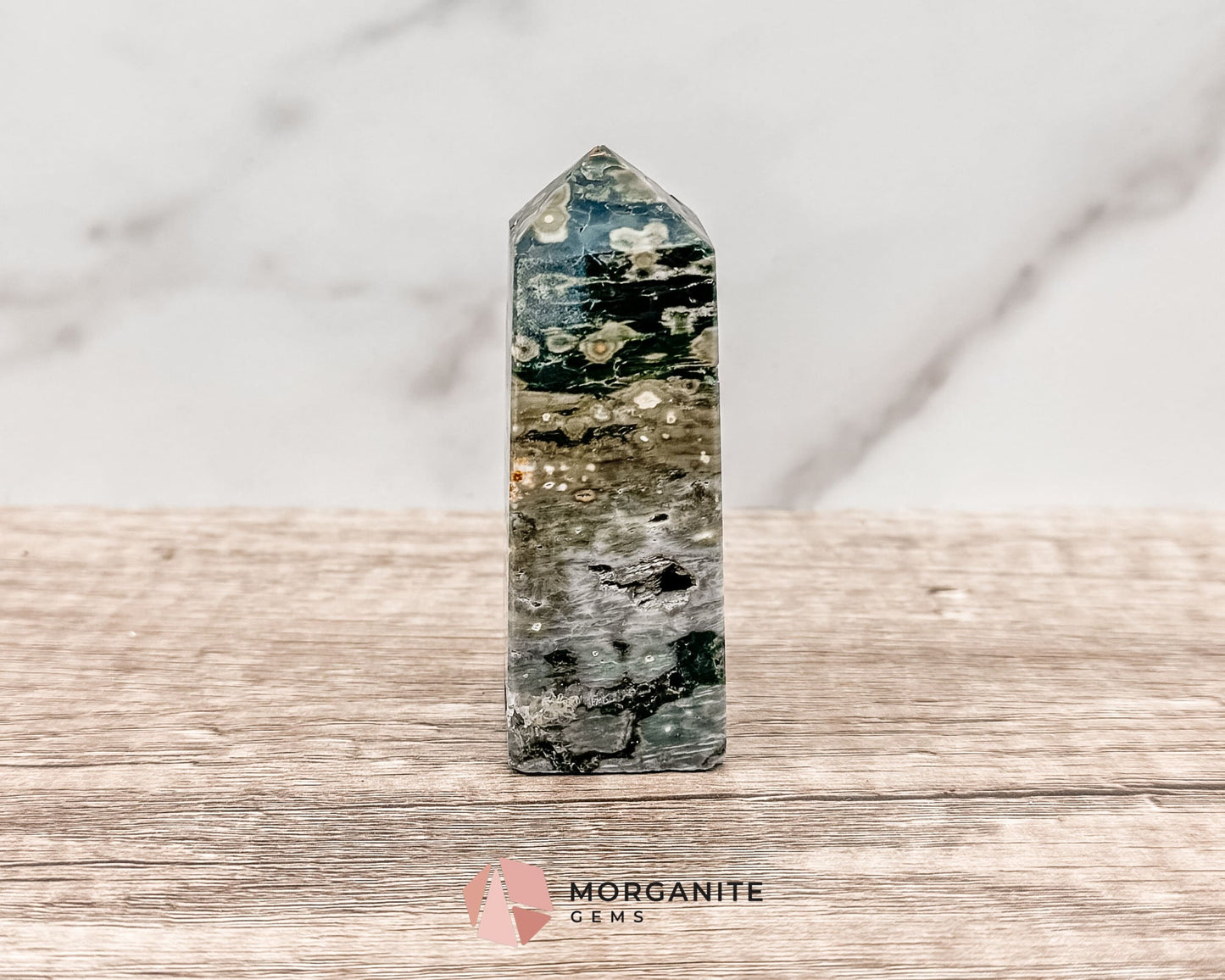 Druzy Ocean Jasper Towers – Polished Crystal Obelisk for Healing and Positive Energy-Morganite Gems