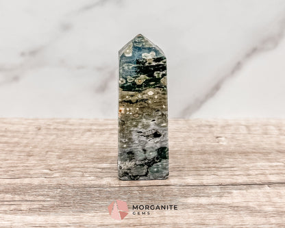 Druzy Ocean Jasper Towers – Polished Crystal Obelisk for Healing and Positive Energy-Morganite Gems