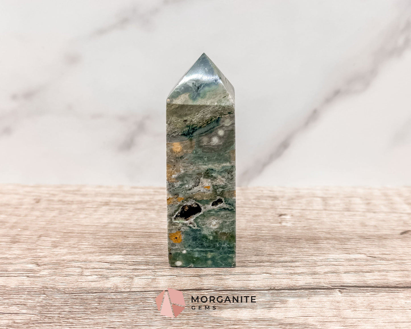 Druzy Ocean Jasper Towers – Polished Crystal Obelisk for Healing and Positive Energy-Morganite Gems