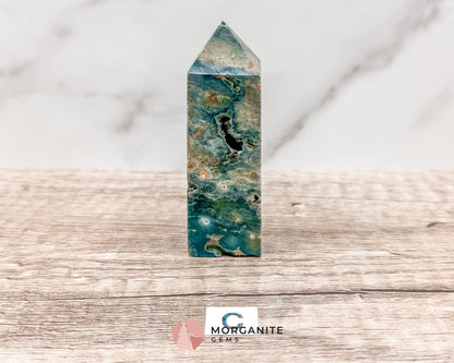 Druzy Ocean Jasper Towers – Polished Crystal Obelisk for Healing and Positive Energy-Morganite Gems