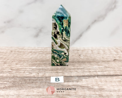 Druzy Ocean Jasper Towers – Polished Crystal Obelisk for Healing and Positive Energy-Morganite Gems