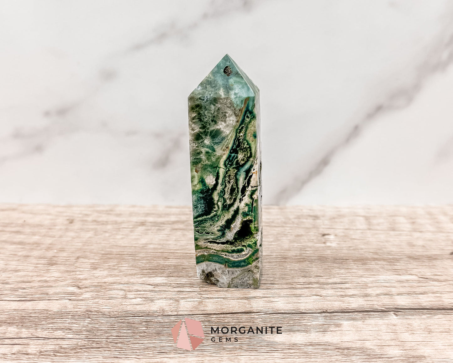 Druzy Ocean Jasper Towers – Polished Crystal Obelisk for Healing and Positive Energy-Morganite Gems