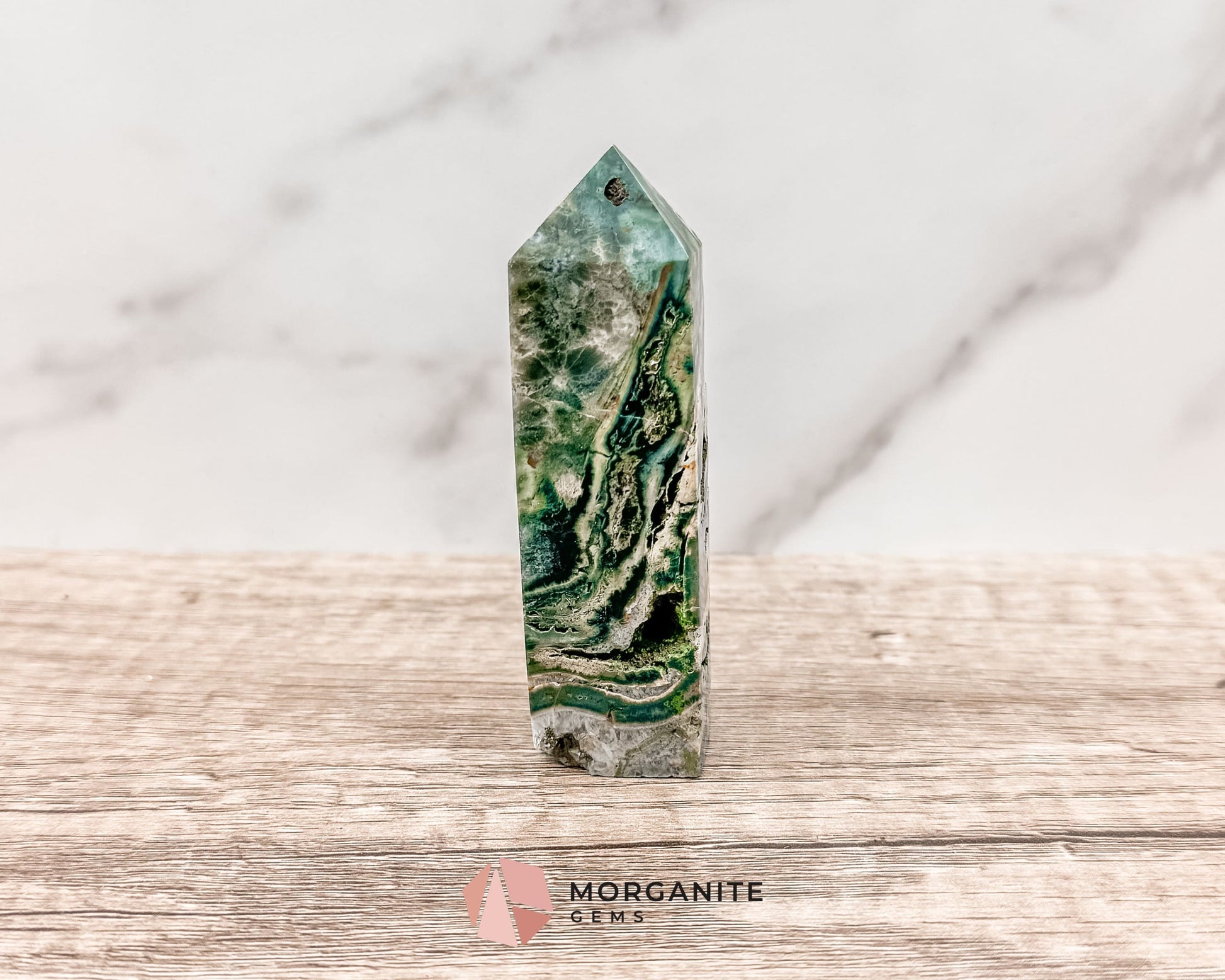 Druzy Ocean Jasper Towers – Polished Crystal Obelisk for Healing and Positive Energy-Morganite Gems