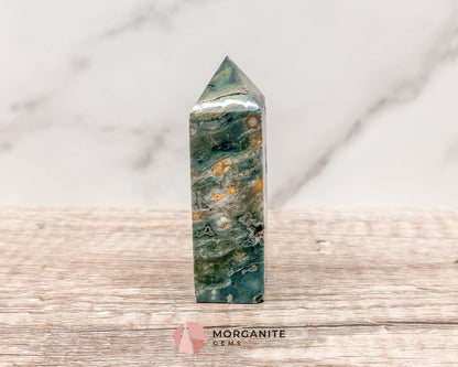 Druzy Ocean Jasper Towers – Polished Crystal Obelisk for Healing and Positive Energy-Morganite Gems