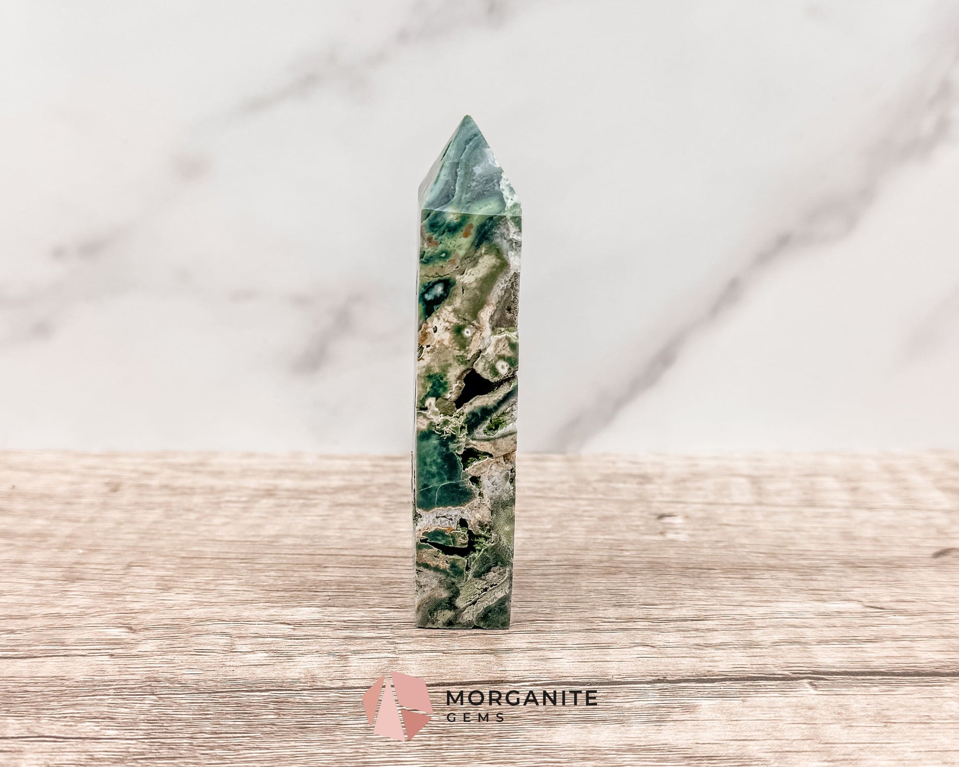 Druzy Ocean Jasper Towers – Polished Crystal Obelisk for Healing and Positive Energy-Morganite Gems