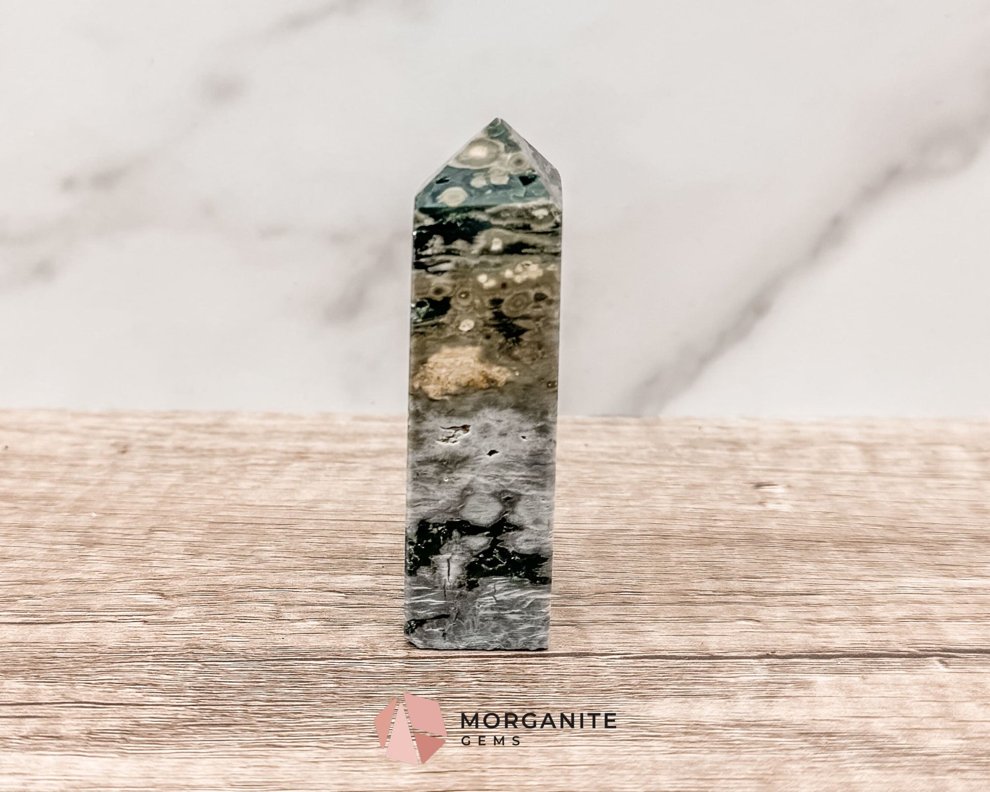 Druzy Ocean Jasper Towers – Polished Crystal Obelisk for Healing and Positive Energy-Morganite Gems