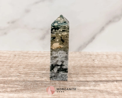 Druzy Ocean Jasper Towers – Polished Crystal Obelisk for Healing and Positive Energy-Morganite Gems