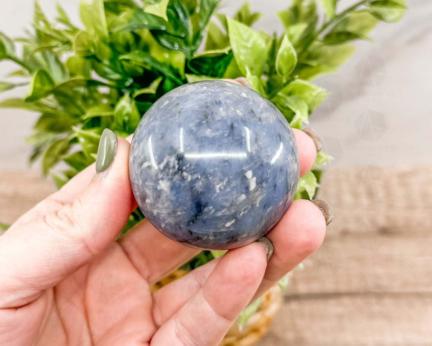 Dumortierite Blue Quartz Sphere – Polished Crystal Ball for Focus, Clarity, and Communication-Morganite Gems