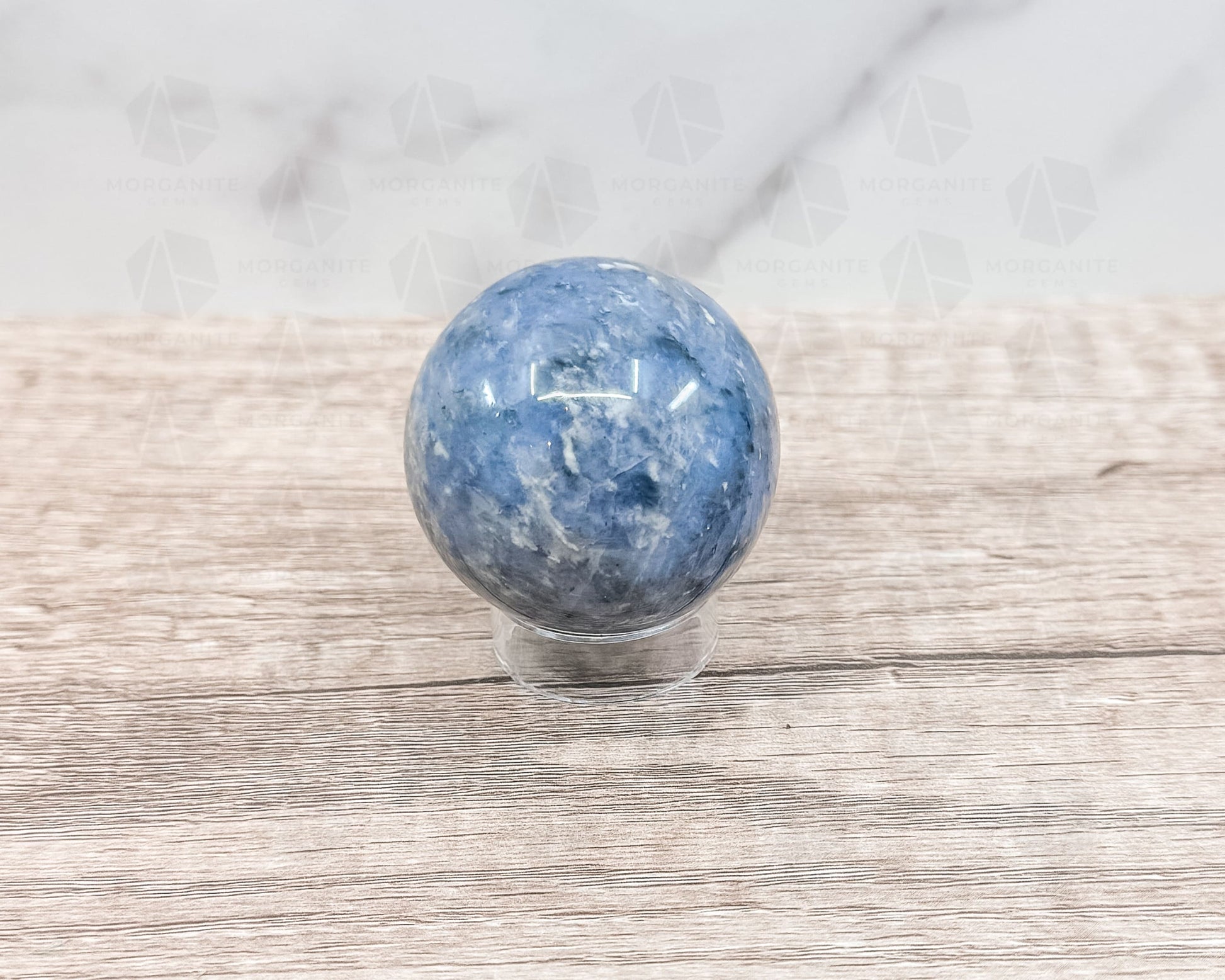 Dumortierite Blue Quartz Sphere – Polished Crystal Ball for Focus, Clarity, and Communication-Morganite Gems