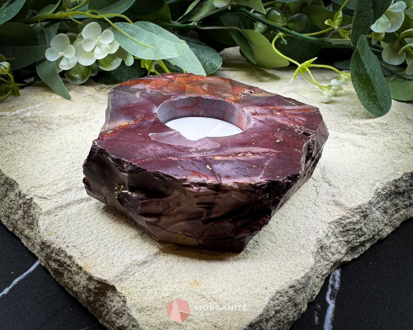 Earth-Toned Mookaite Candle Holder – Raw Meets Refined No.2 - Home & Living