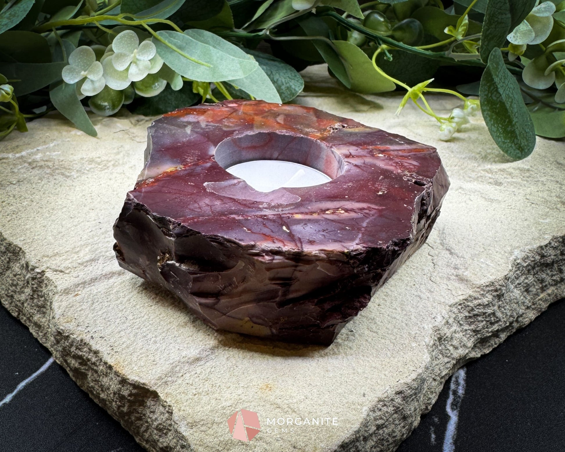 Earth-Toned Mookaite Candle Holder – Raw Meets Refined No.2 - Home & Living