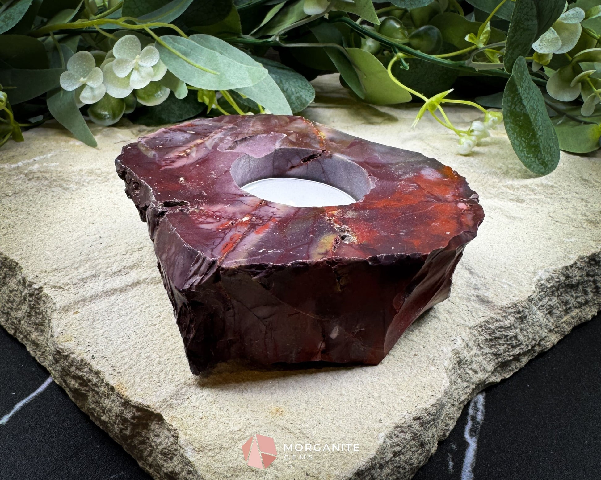 Earth-Toned Mookaite Candle Holder – Raw Meets Refined No.2 - Home & Living