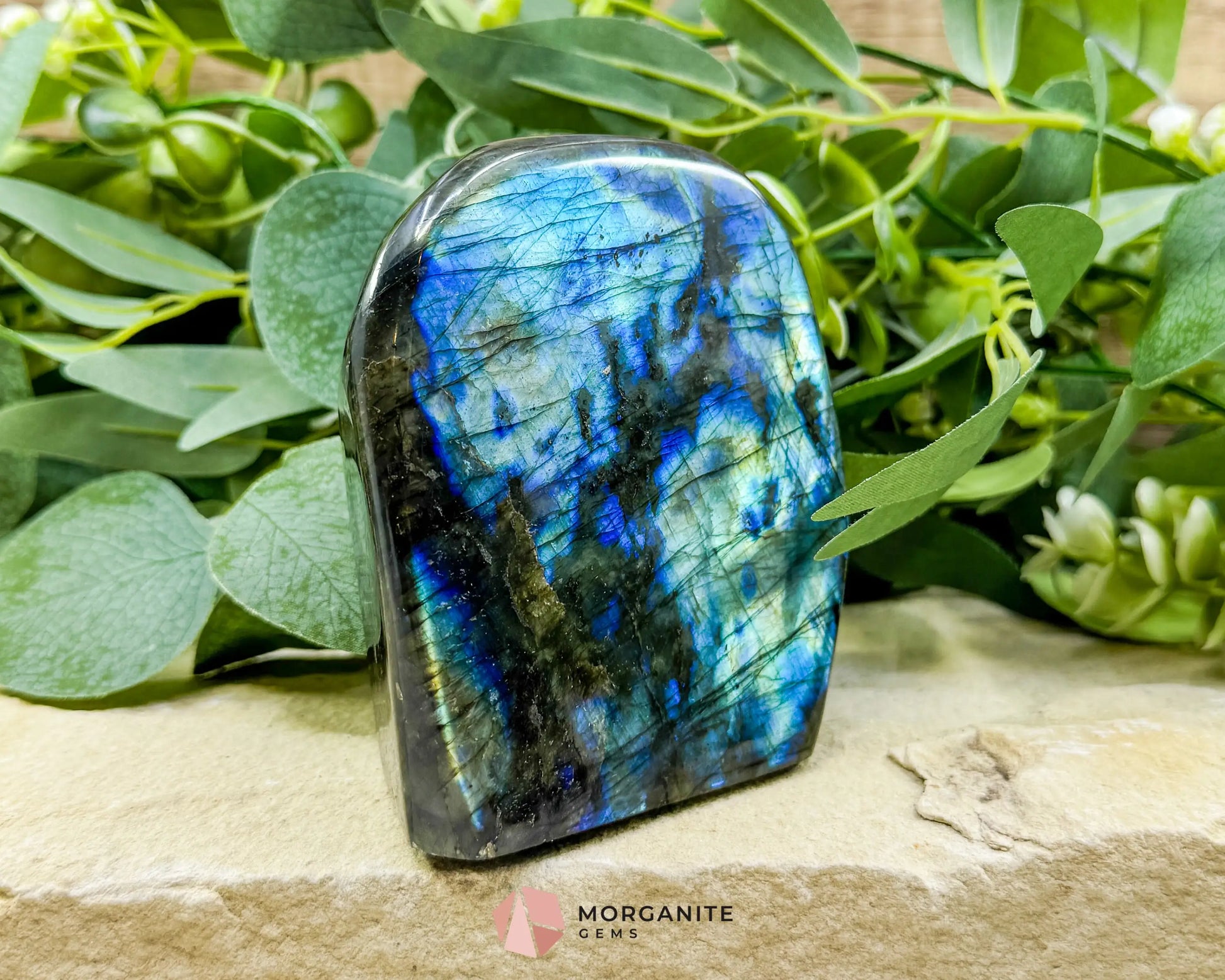 Electric Midnight Labradorite Freeform No. 4 – 1.47 lb Polished Crystal for Transformation & Aura Shielding