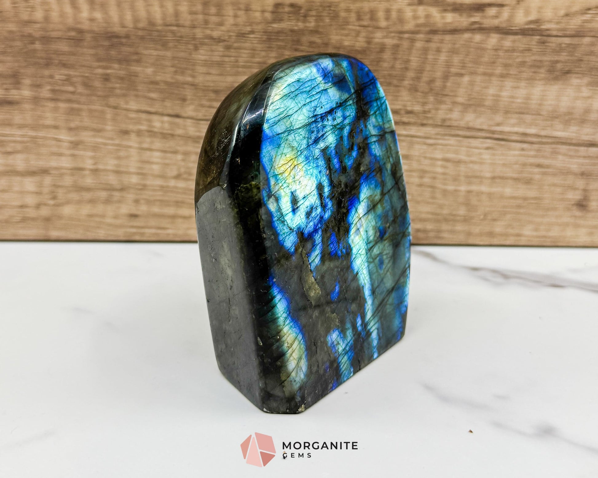 Electric Midnight Labradorite Freeform No. 4 – 1.47 lb Polished Crystal for Transformation & Aura Shielding