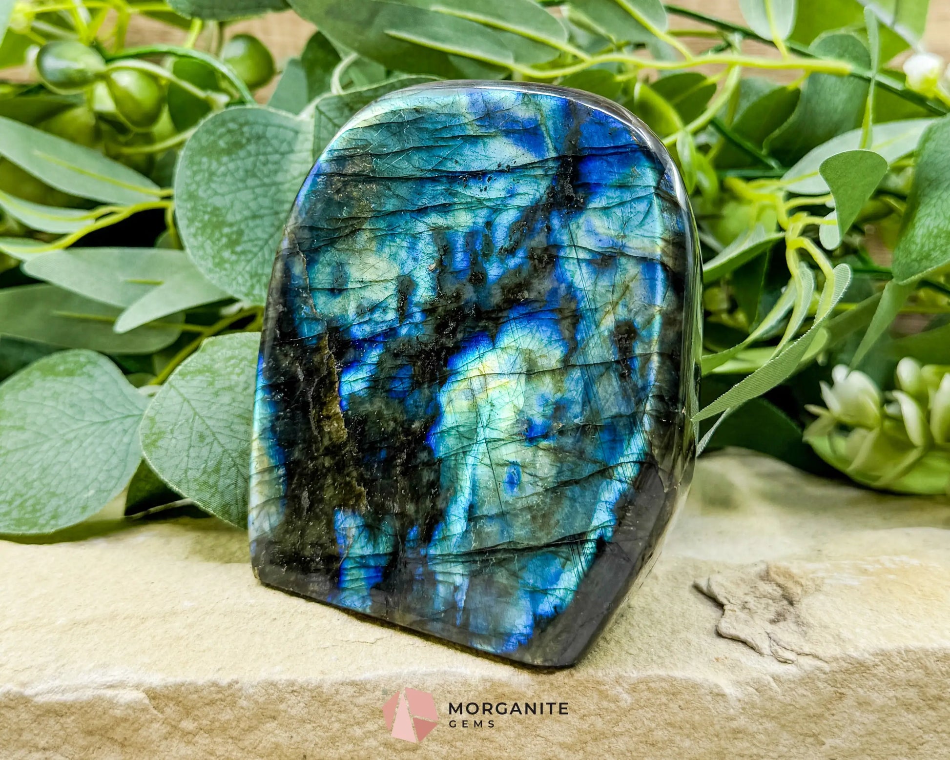 Electric Midnight Labradorite Freeform No. 4 – 1.47 lb Polished Crystal for Transformation & Aura Shielding
