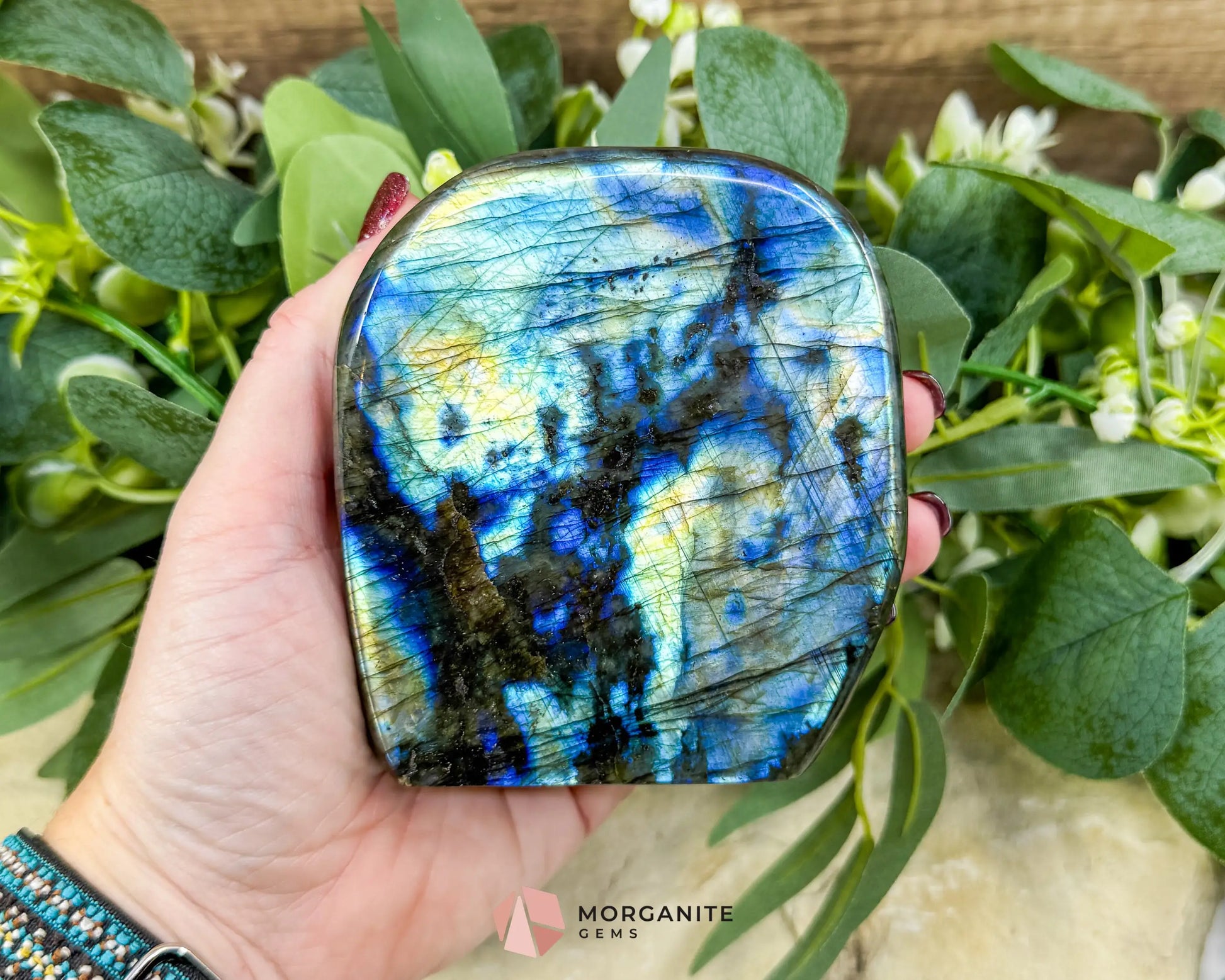 Electric Midnight Labradorite Freeform No. 4 – 1.47 lb Polished Crystal for Transformation & Aura Shielding