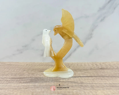 Elegant Onyx Dove Tree Sculpture – Symbol of Love and Serenity-Morganite Gems