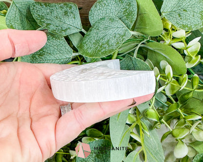 Engraved Selenite Crescent Moon 3.6’’ Celestial Satin Spar Crystal for Intuition Cleansing & Altar Decor - Metaphysical