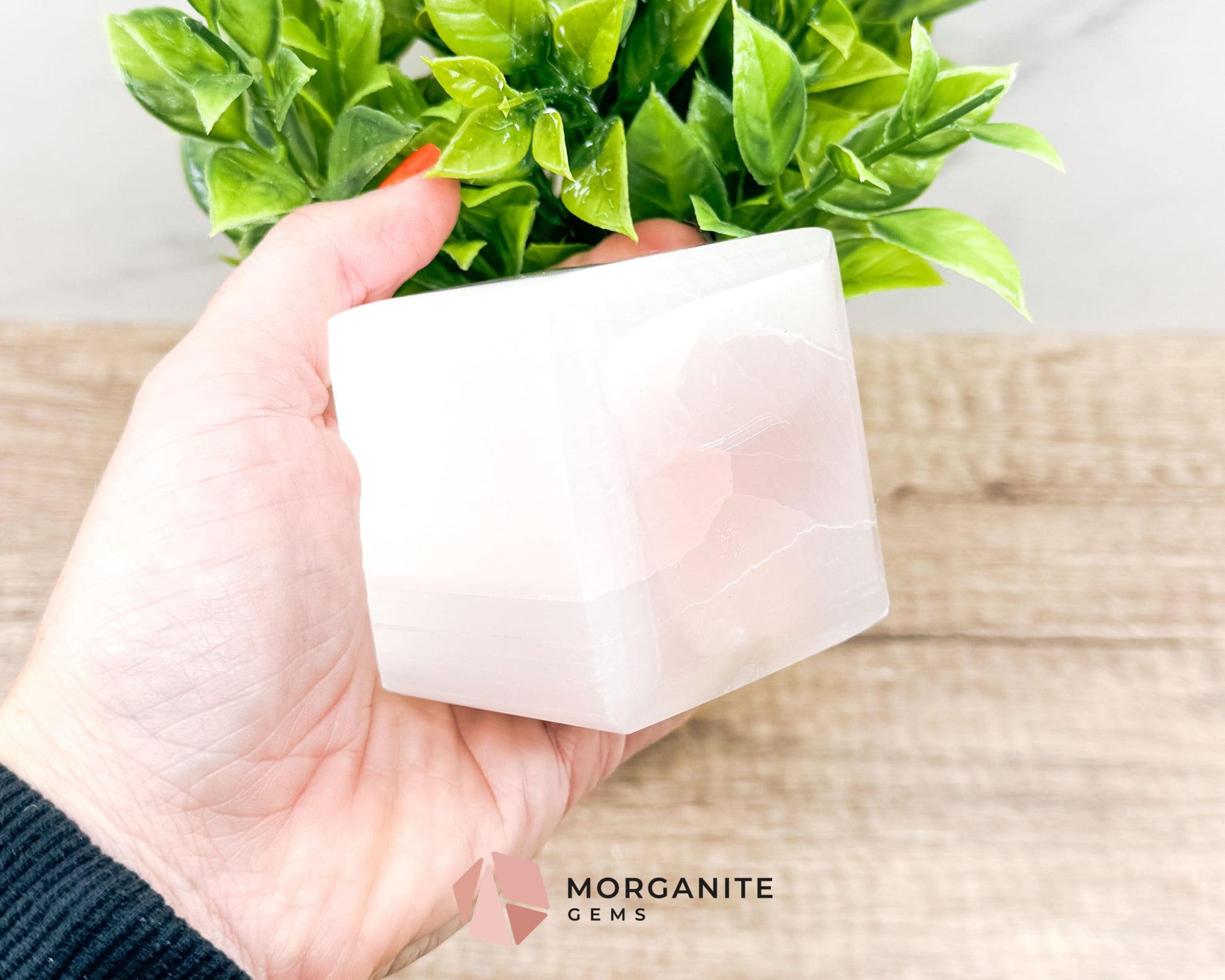 Extra Quality Selenite Polished Cube – A Radiant Energy Cleansing Crystal-Morganite Gems