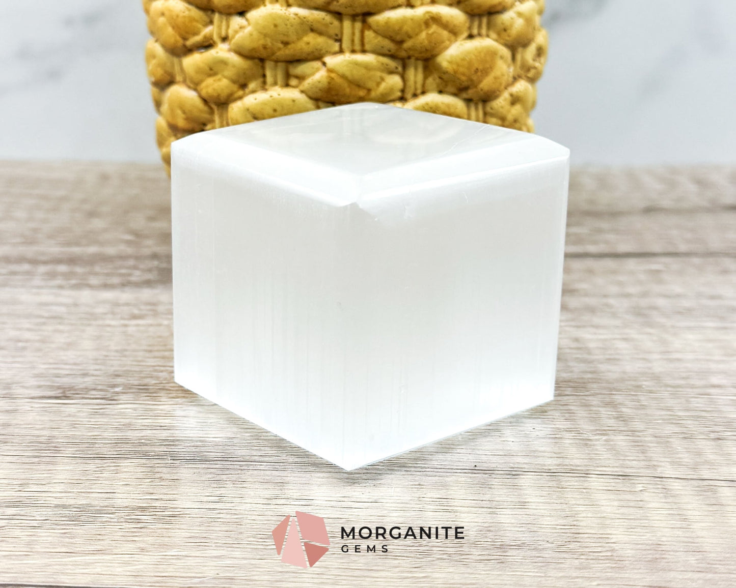 Extra Quality Selenite Polished Cube – A Radiant Energy Cleansing Crystal-Morganite Gems