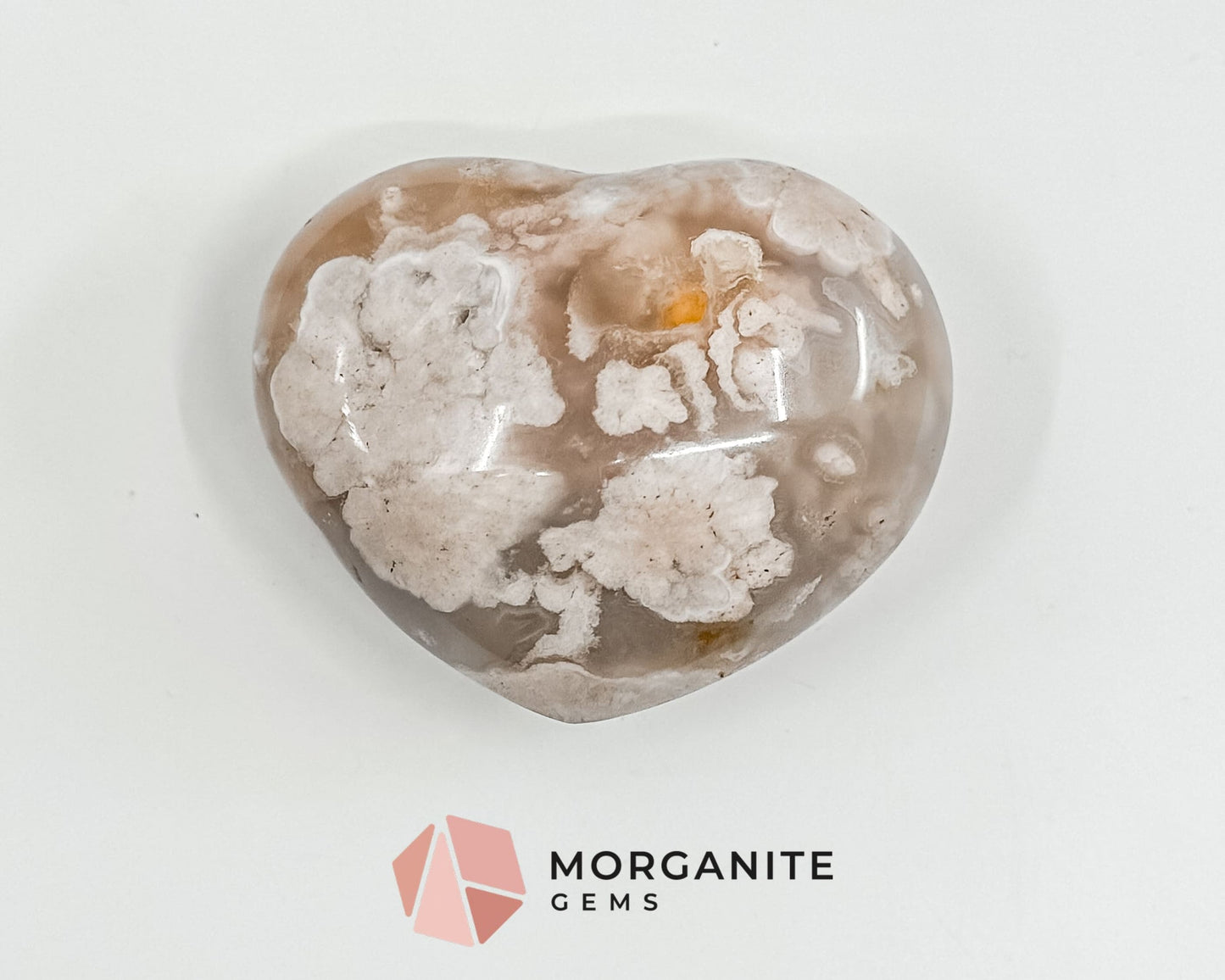 Flower Agate Heart – Stone of Growth and Self-Discovery for Emotional Healing and Inner Peace-Morganite Gems