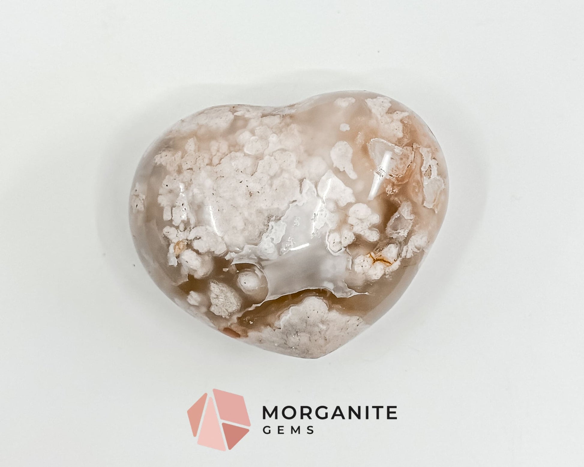 Flower Agate Heart – Stone of Growth and Self-Discovery for Emotional Healing and Inner Peace-Morganite Gems