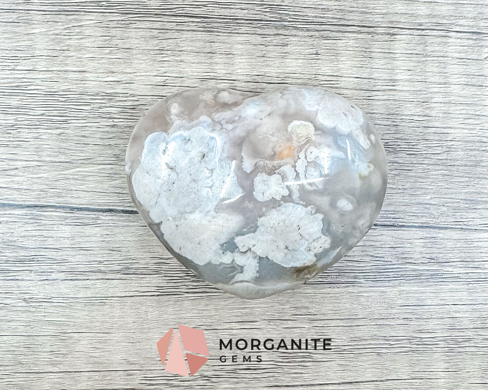 Flower Agate Heart – Stone of Growth and Self-Discovery for Emotional Healing and Inner Peace-Morganite Gems