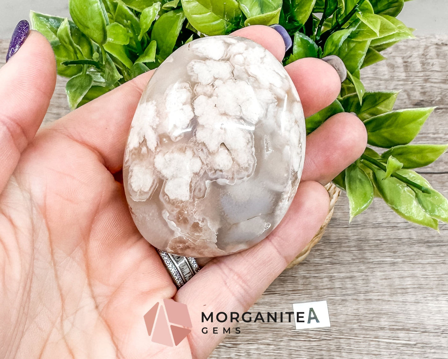 Flower Agate Palm Stone – Crystal for Growth, Transformation, and Emotional Healing-Morganite Gems