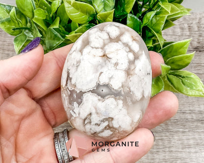 Flower Agate Palm Stone – Crystal for Growth, Transformation, and Emotional Healing-Morganite Gems