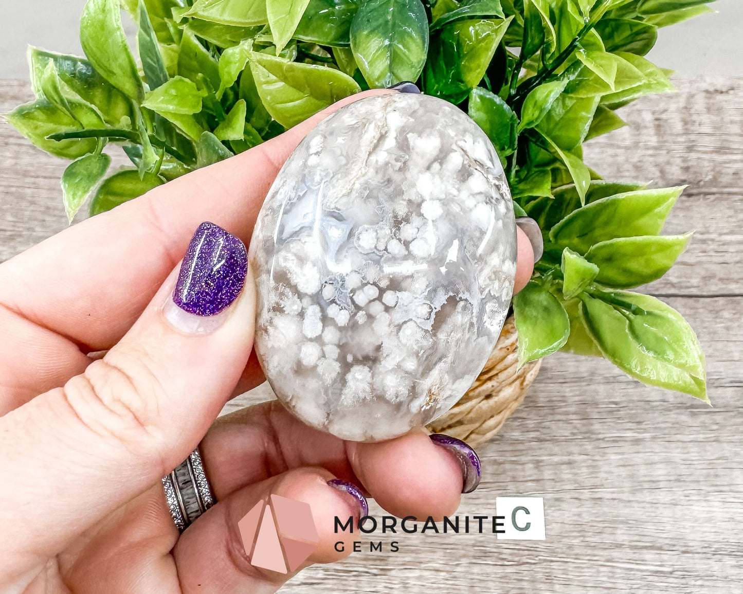 Flower Agate Palm Stone – Crystal for Growth, Transformation, and Emotional Healing-Morganite Gems