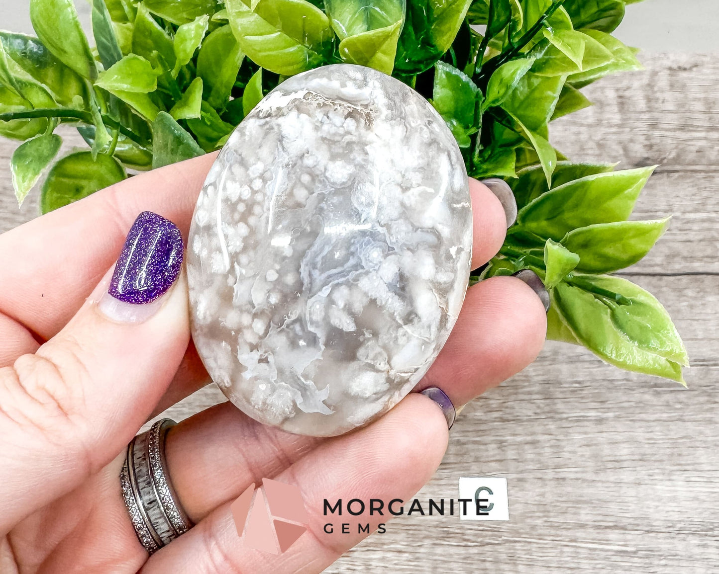 Flower Agate Palm Stone – Crystal for Growth, Transformation, and Emotional Healing-Morganite Gems