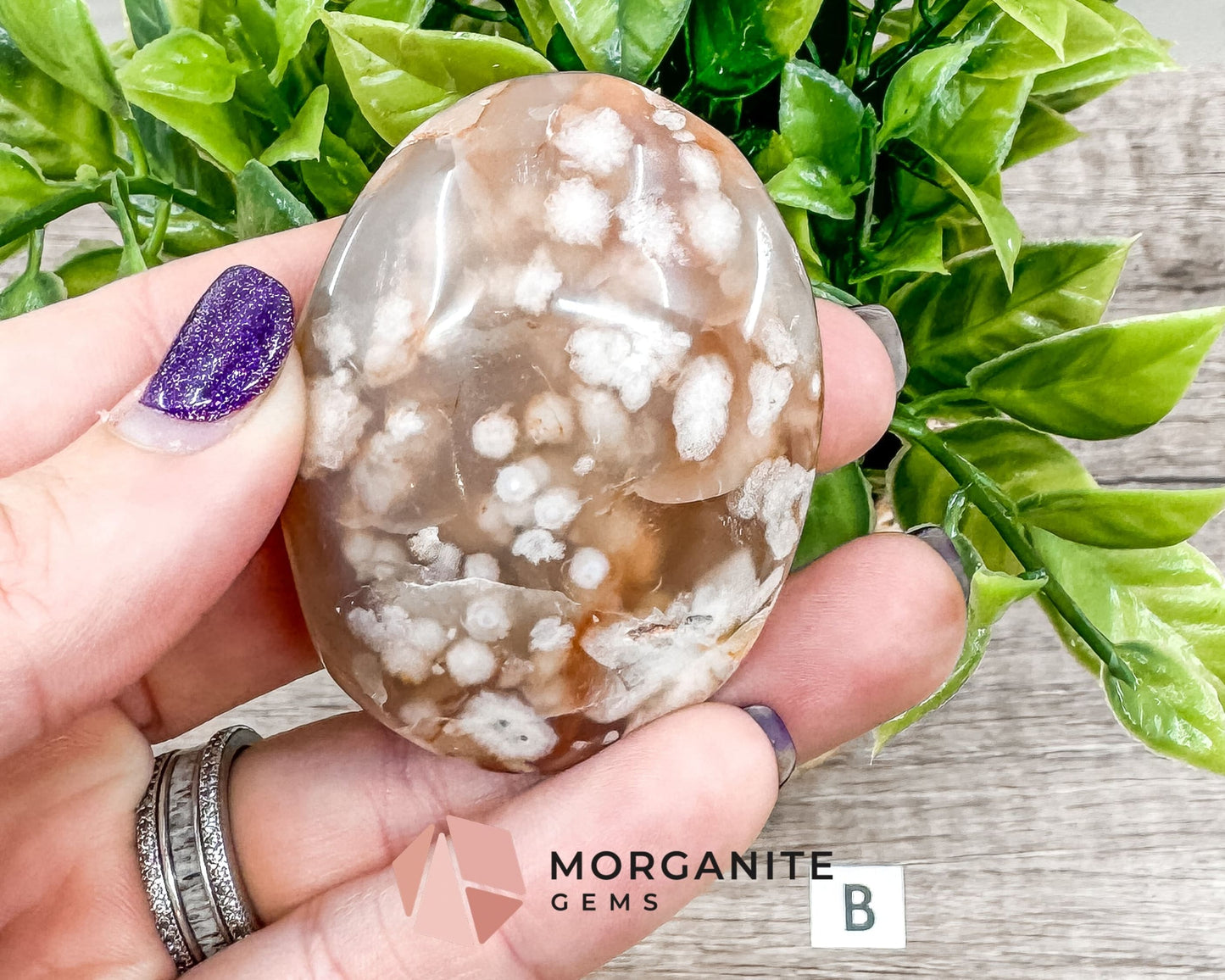 Flower Agate Palm Stone – Crystal for Growth, Transformation, and Emotional Healing-Morganite Gems