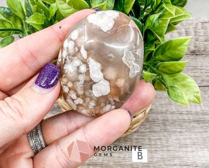 Flower Agate Palm Stone – Crystal for Growth, Transformation, and Emotional Healing-Morganite Gems