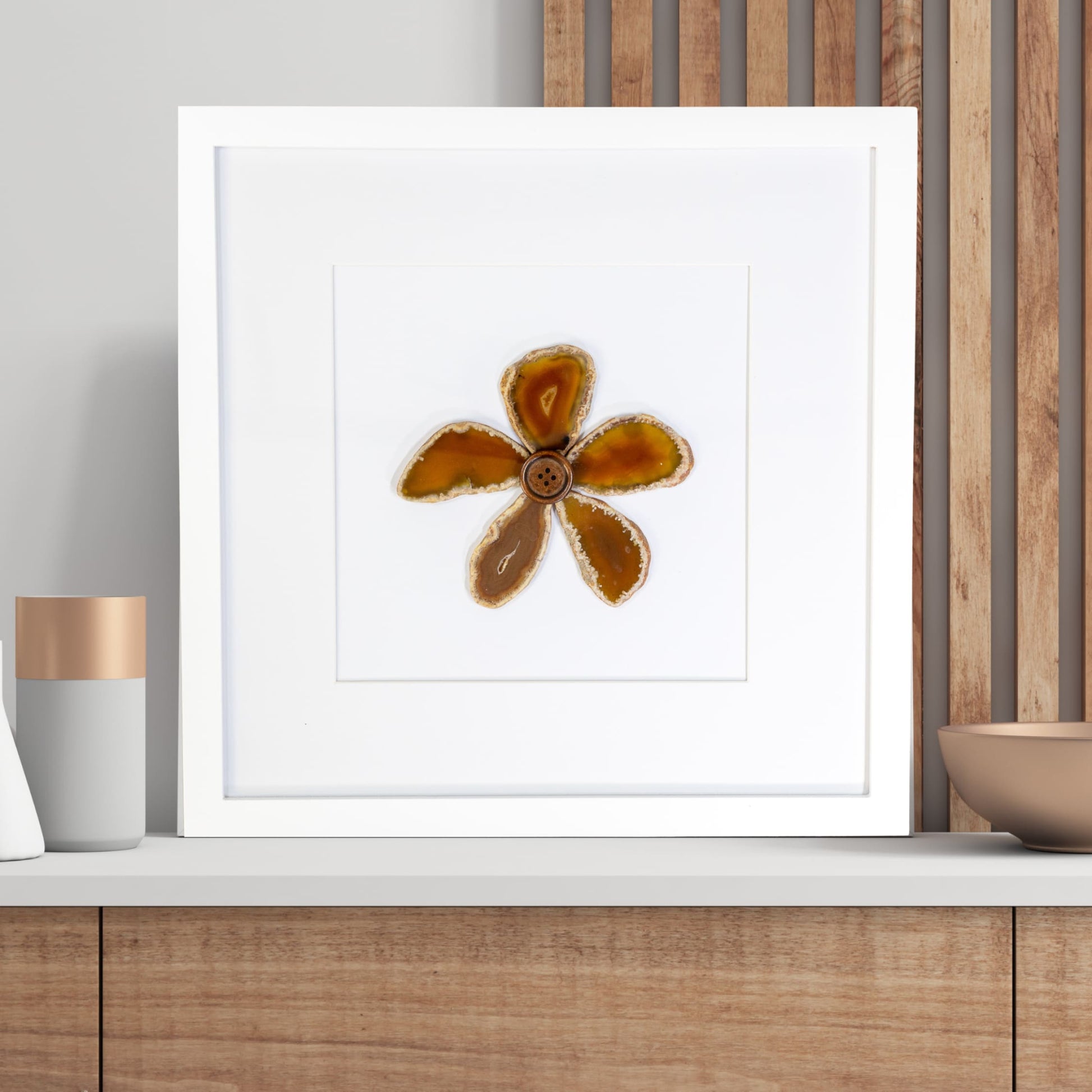 Flower in Framed Agate Slices - Wall Art #3 - Home & Living