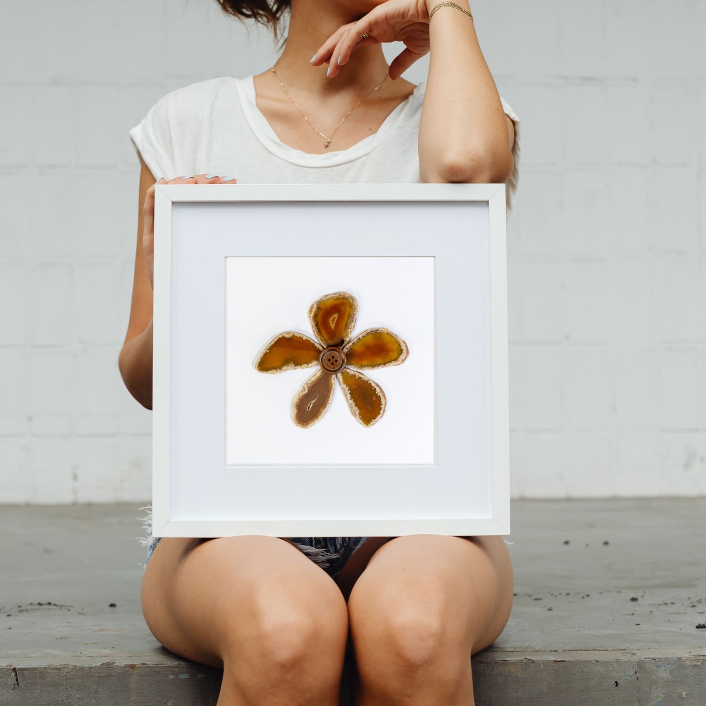 Flower in Framed Agate Slices - Wall Art #3 - Home & Living