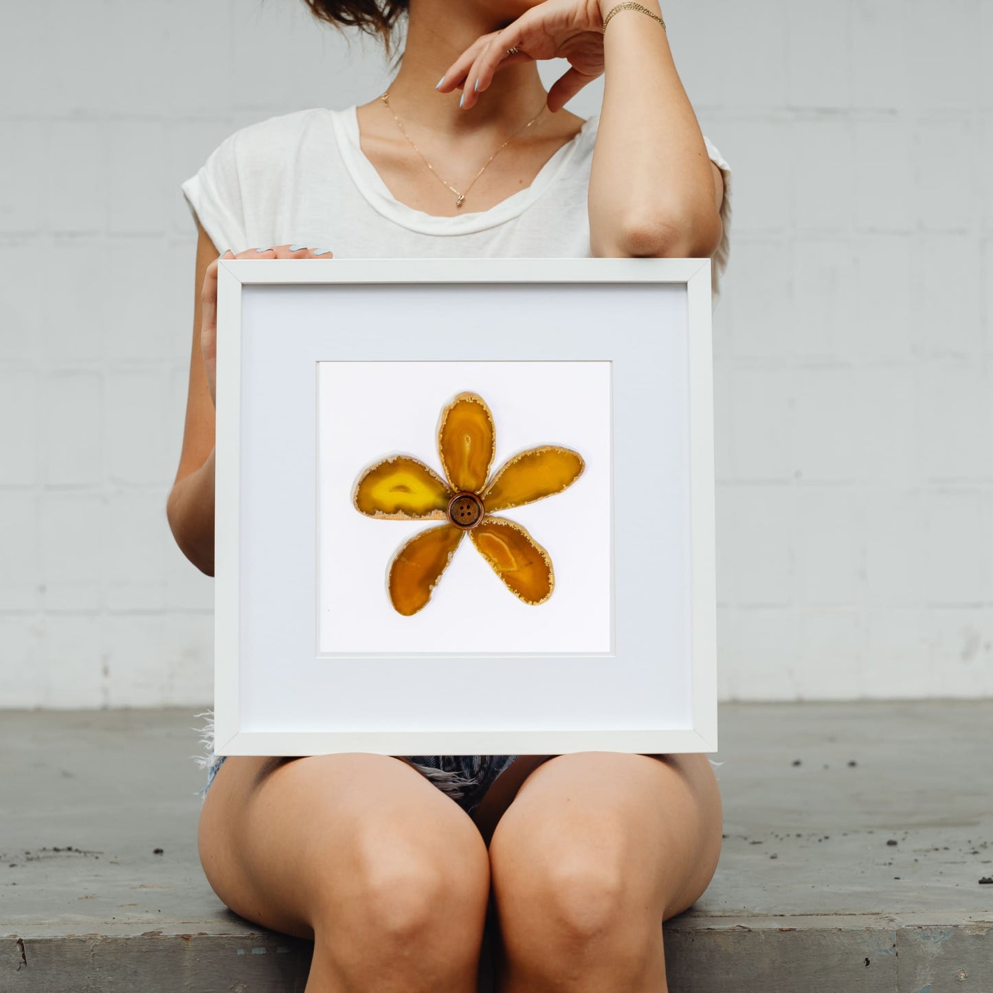 Flower in Framed Agate Slices - Wall Art #4 - Home & Living