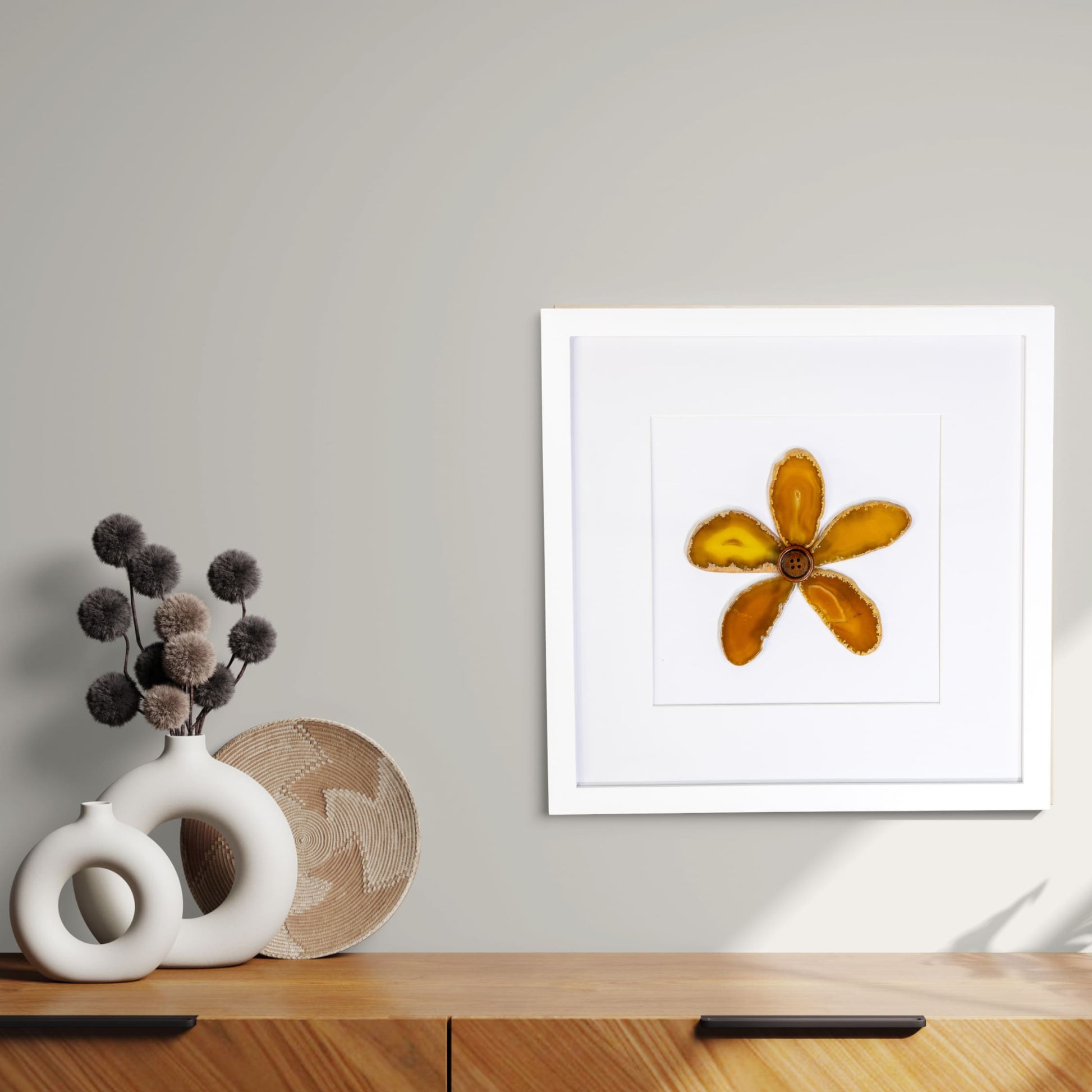 Flower in Framed Agate Slices - Wall Art #4 - Home & Living