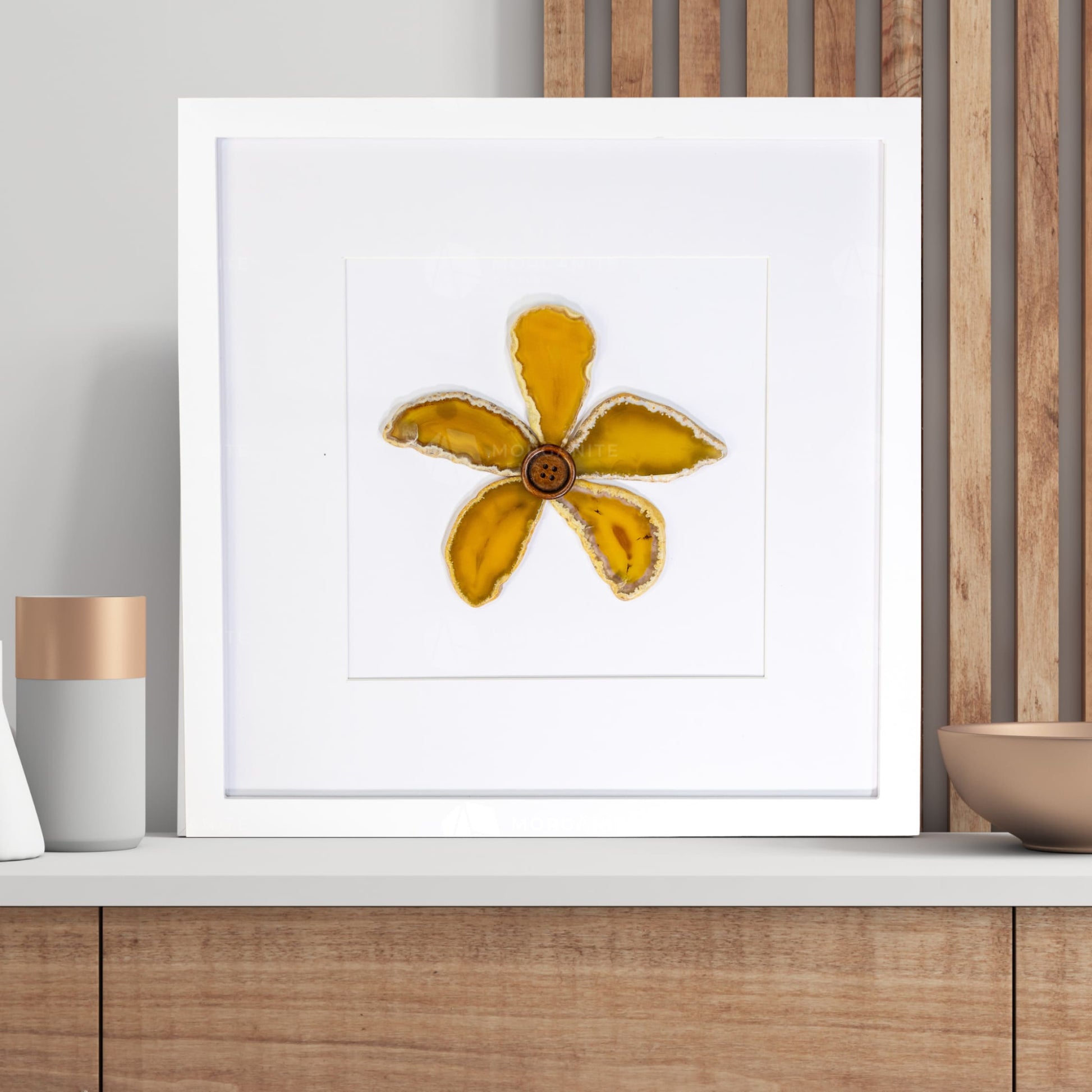 Flower in Framed Agate Slices - Wall Art #5 - Home & Living