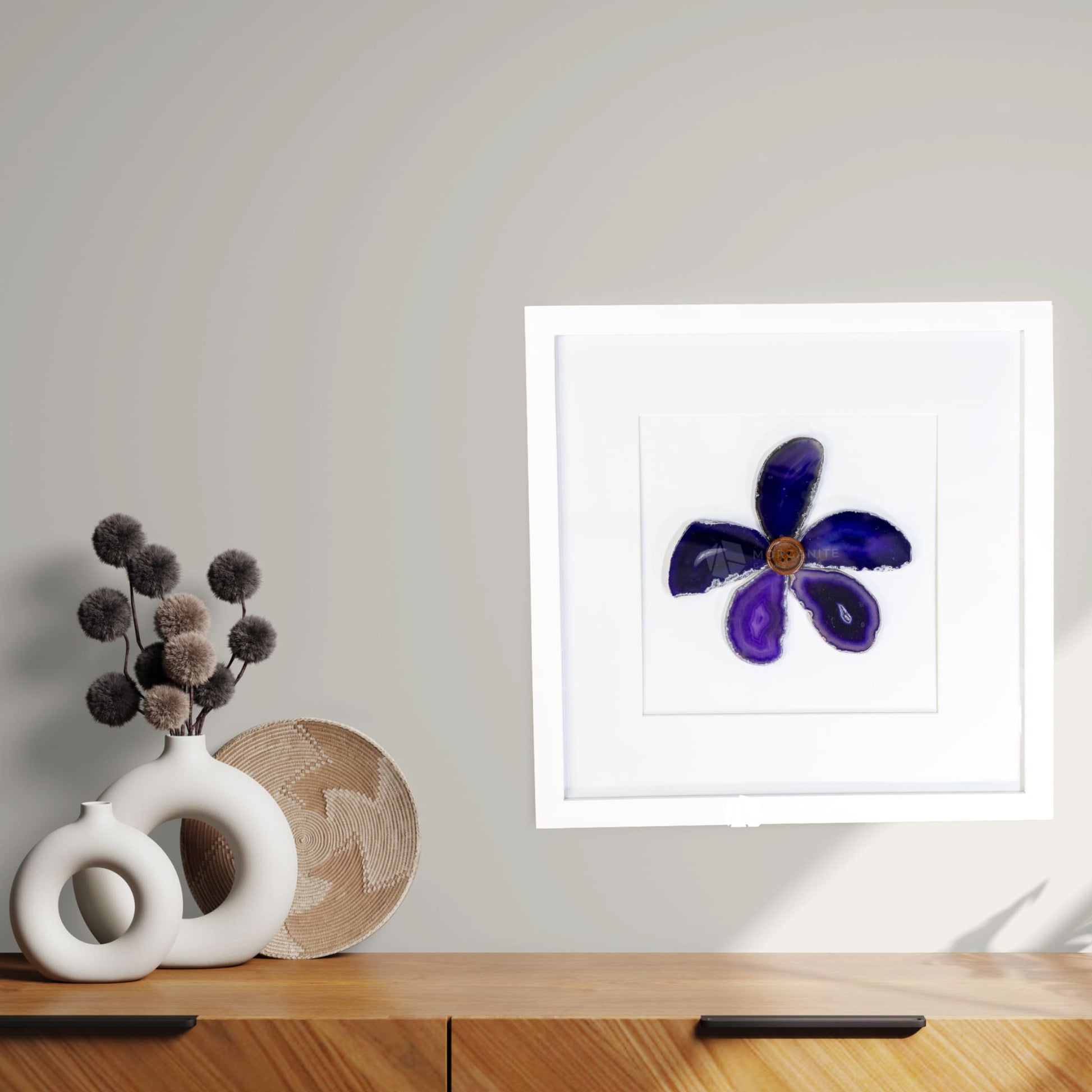 Flower in Framed Agate Slices - Wall Art #7 - Home & Living