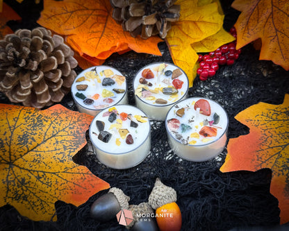 Samhain Candle Collection – Choose Your Size | Soy Candles with Crystals & Herbs | Fall Witchy Decor & Ritual Candles