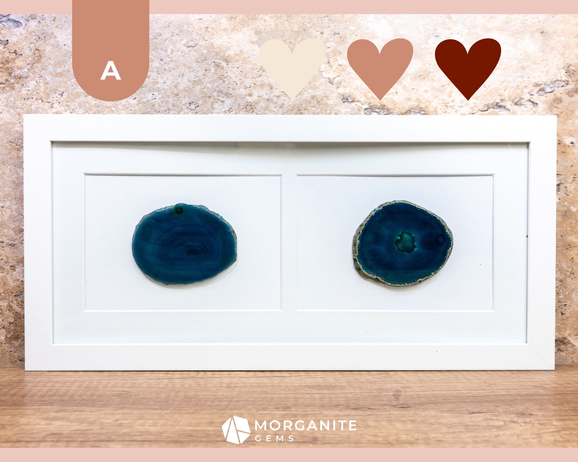 Framed Agate Slice Wall Art Unique Gemstone Wall Decor - A - Ocean Serenity