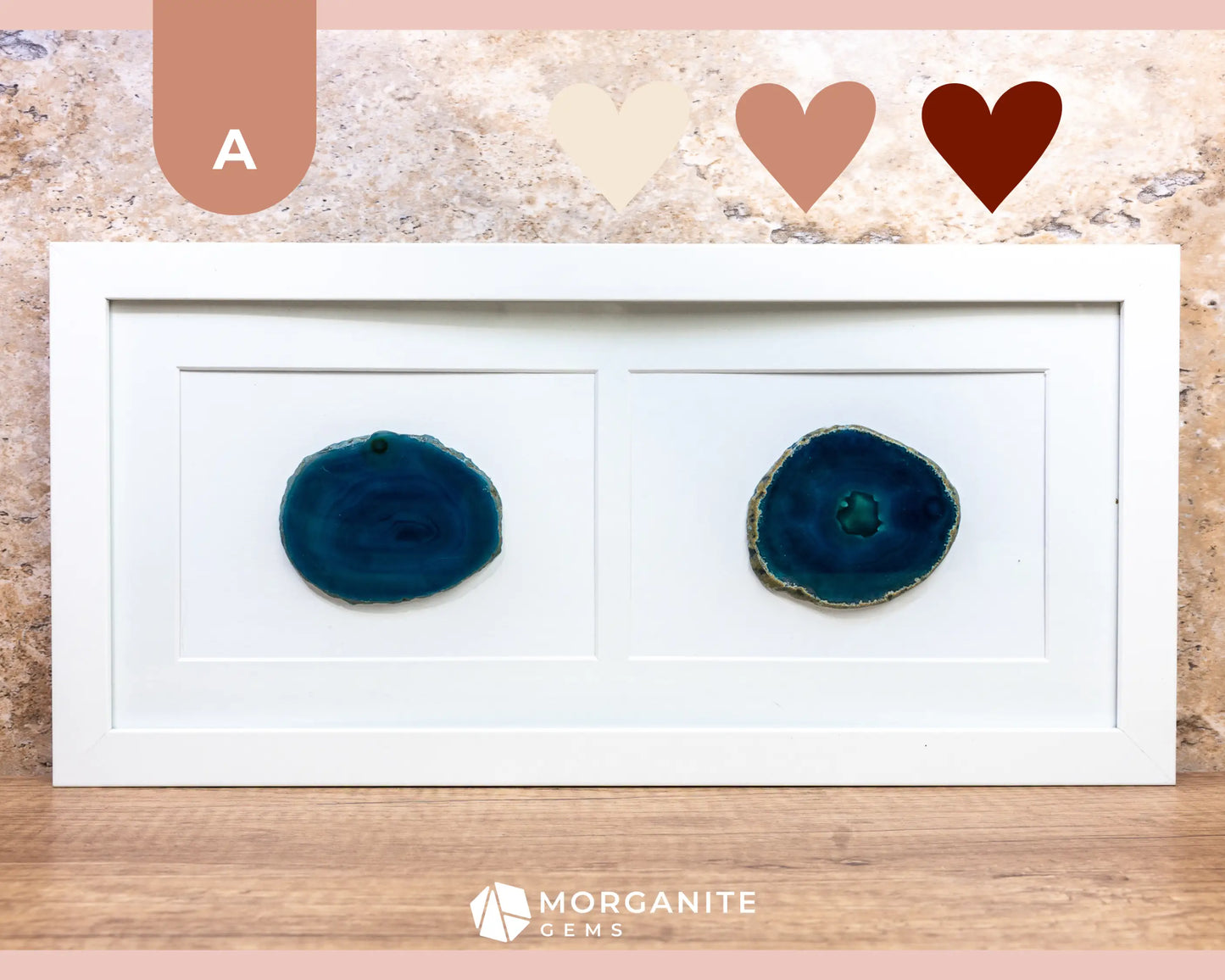 Framed Agate Slice Wall Art Unique Gemstone Wall Decor - A - Ocean Serenity